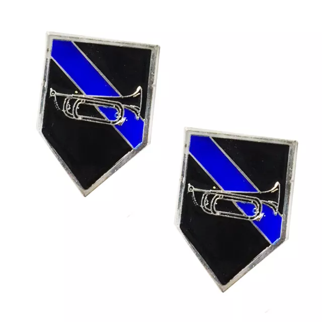 Thin Blue Line Bugle for Honor Guard and Taps Police Sheriff Lapel Pin