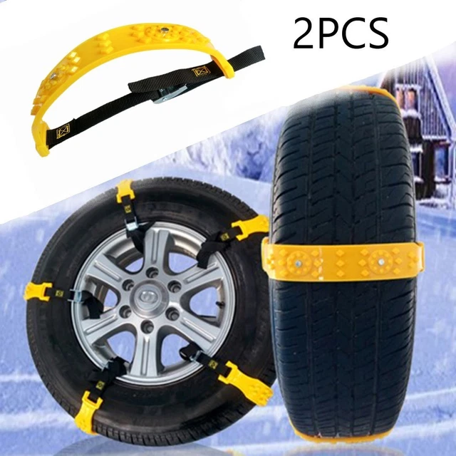 2pcs Yellow Car Snow Tire Chain Off-Road Tires Anti-Skid  Snow And Mud Relief