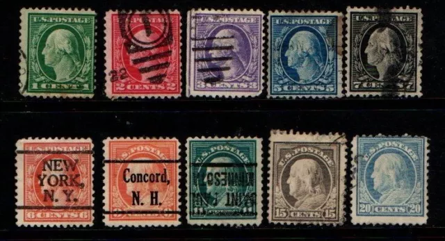 USA 1917 1919 selection to 20c perf 11 Sc 498-99, 504, 506-07, 511, 514-15 Used