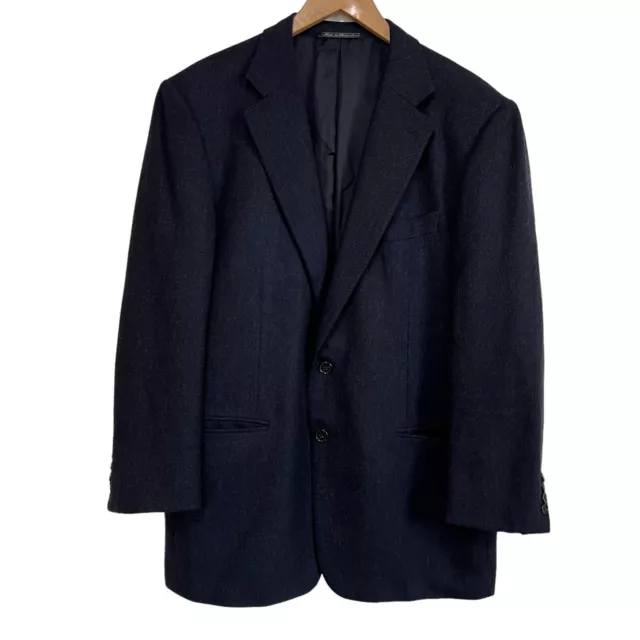 Ermenegildo Zegna Men's Wool Cashmere Navy Blue Suit Jacket Blazer EU 52 US 42