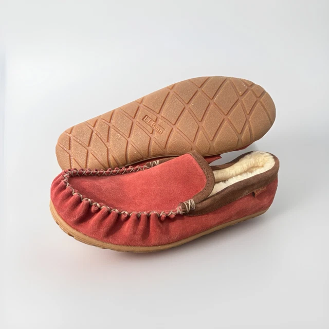 ll bean wicked good mens size 9 shoes red suede shearling lined slippers Men main image 2