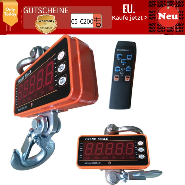 300KG Tragbare Kranwaage Hängewaage Digital Küchenwaagen, Gepäckwaage Kofferwaage Industriewaage Lastenwaage Zugwaage, 14 * 8,5 * 4,7cm