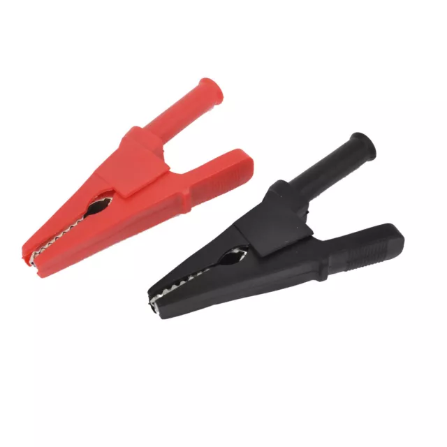 2 Pcs 83mm Long Red Black Plastic Test Lead Crocodile Clamps Alligator Clips