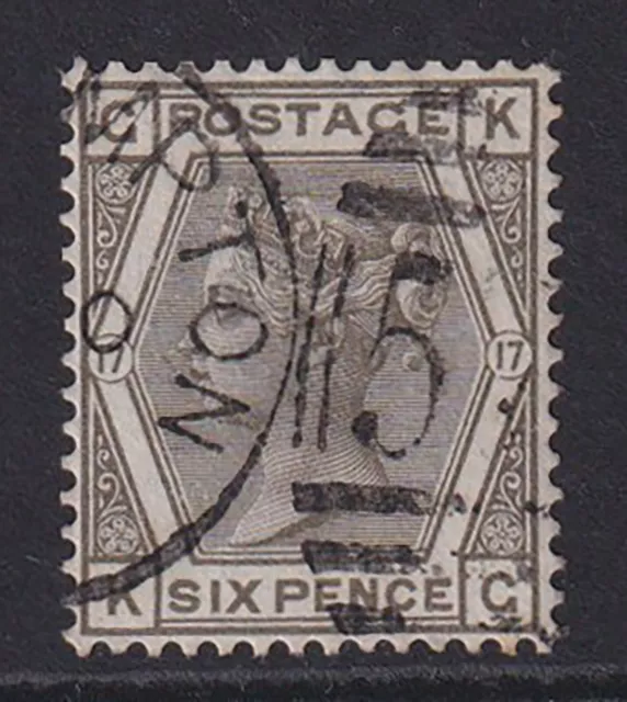 GB. QV. 1881. SG 161, 6d grey, plate 17. Very fine used.