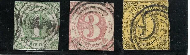 Altdeutschland  Thurn + Taxis Nr. 1 +3 +9 Briefmarken gestempelt, stamps used