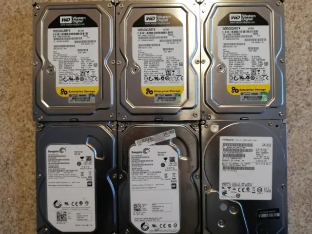 Lotto Blocco Stock Hard Disk Hd Hdd 3.5” Sata 6 Pezzi 5x500gb 1x640gb