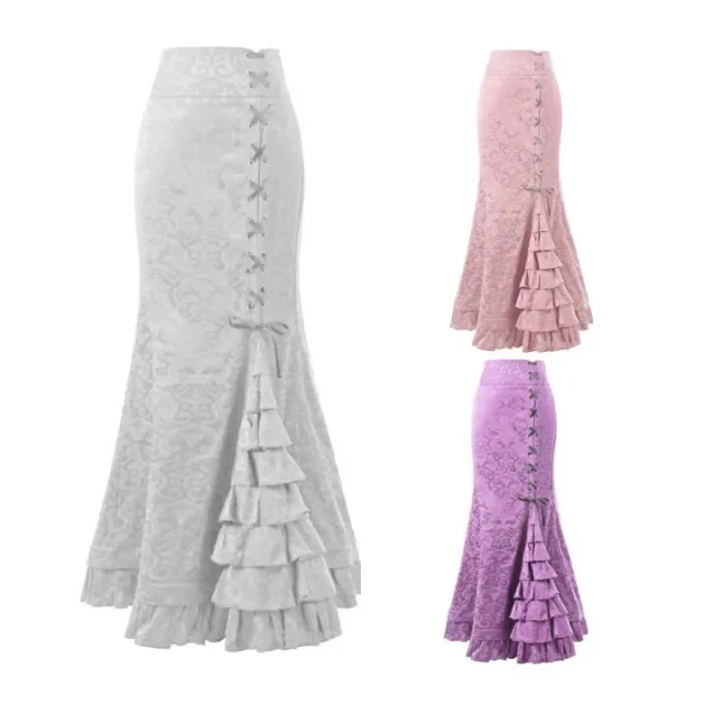 Long Mermaid Steampunk Retro Victorian Skirt Ladies Fishtail Skirt Gothic Corset