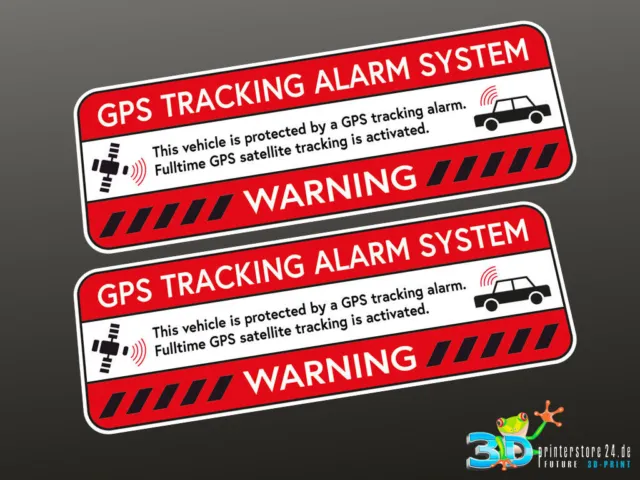 2 x GPS Tracking Alarm Aufkleber Sticker, Anti Theft, Alarmanlage Warnaufkleber