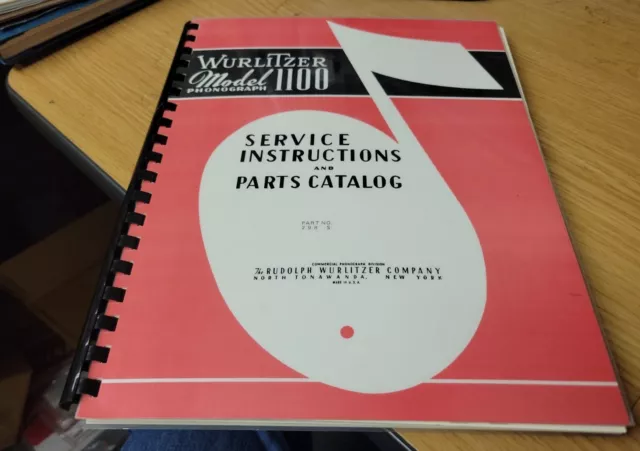 Wurlitzer Model 1100 Service Manual & Parts List with Active Schematics - NEW!