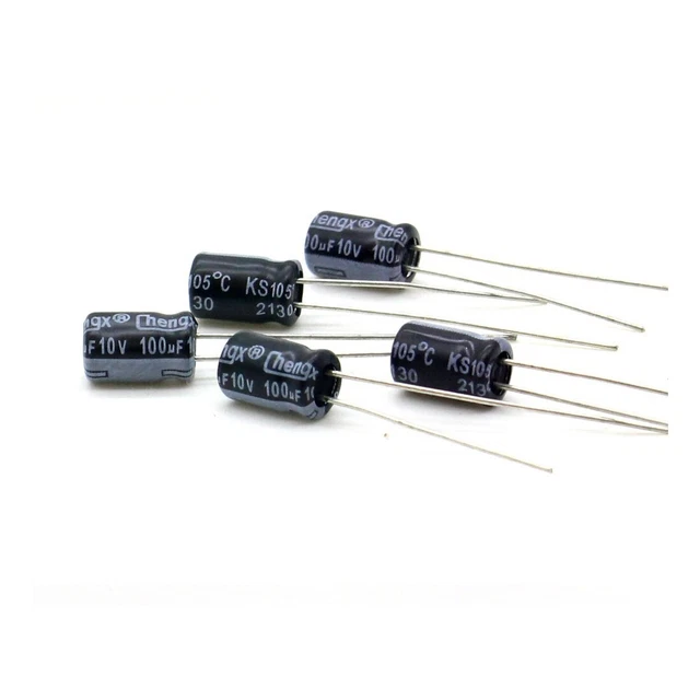 10 Condensateurs électrolytiques 100µF 100V - Lot De 10, -40 à +105°C, Neuf