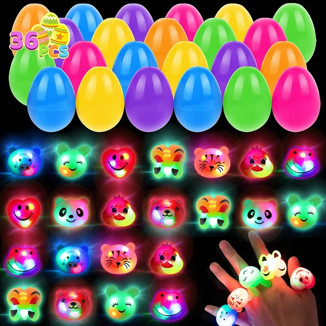 72PCS Easter Eggs Filled with Toys, 36 Eggs Filled with 36 Led Light up Rings, G