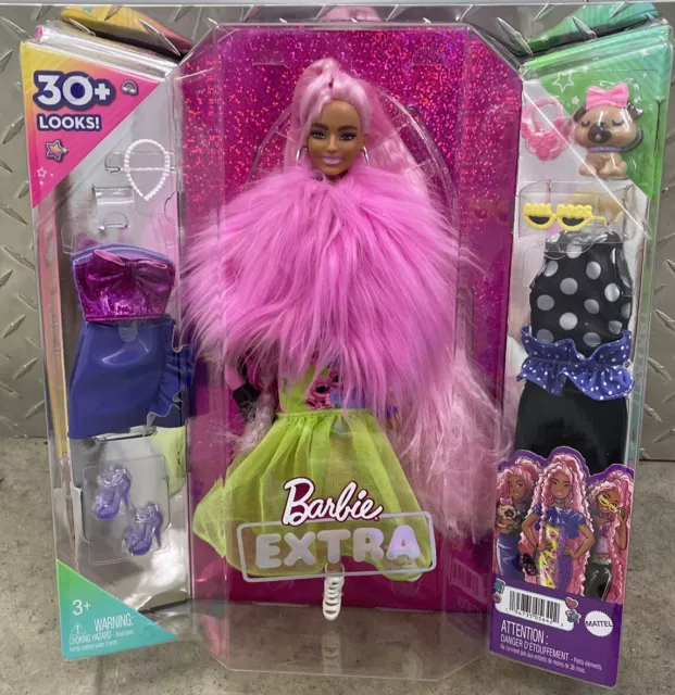 Barbie Extra Deluxe Doll With Accessories And Pet, Flexible Joints, Pink Hair