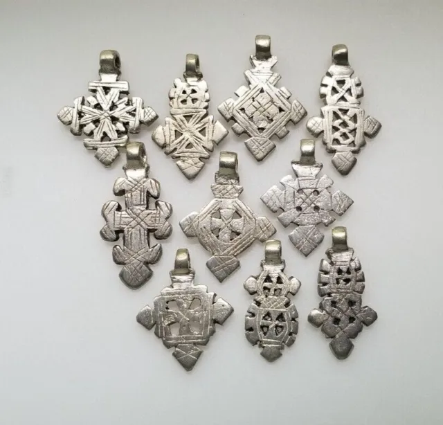 10 Ethiopian Coptic Crosses Ethiopian pendants Small cross silver cross 
