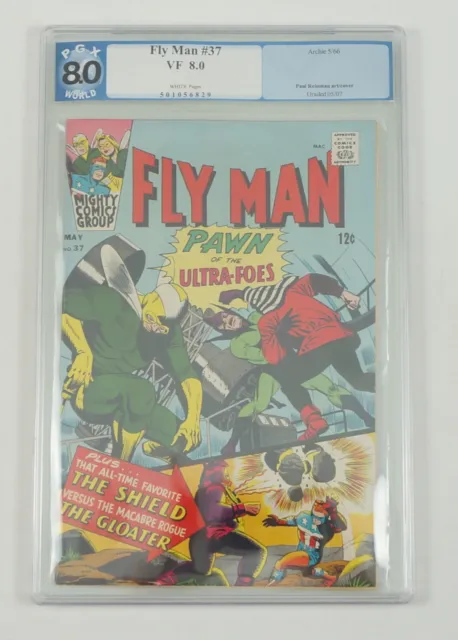 Fly Man #37 PGX 8.0 Mighty Comics Shield Archie's Red Circle Silver Age 1966