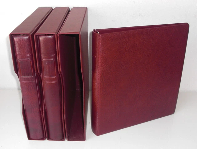 (74) 3x LINDNER RINGBINDER 1104 + SCHUBER 814 WEINROT ALS SET 1124 SEHR GUT