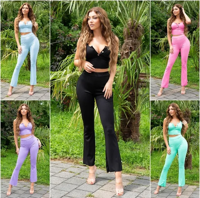 Koucla 2-teilig Jogging Fittnes Sport Tempo Libero Set Ritaglia Top + Leggings