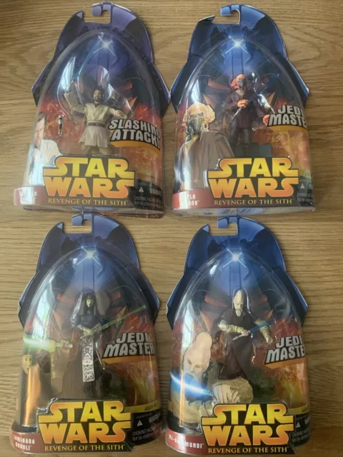 Star Wars ROTS Revenge of The Sith Bundle 4 Jedi Carded Figures & Royal Guard