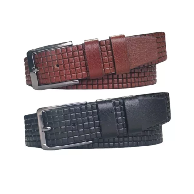 WIDE GENTS DENIM Belt 2 Piece Gift Set Genuine Leather Mens Casual ...