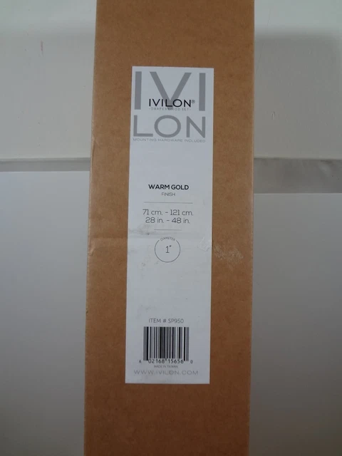 Ivilon Drapery Treatment Window Curtain Rod - 1 Inch Pole Warm Gold 28" to 48"Wa