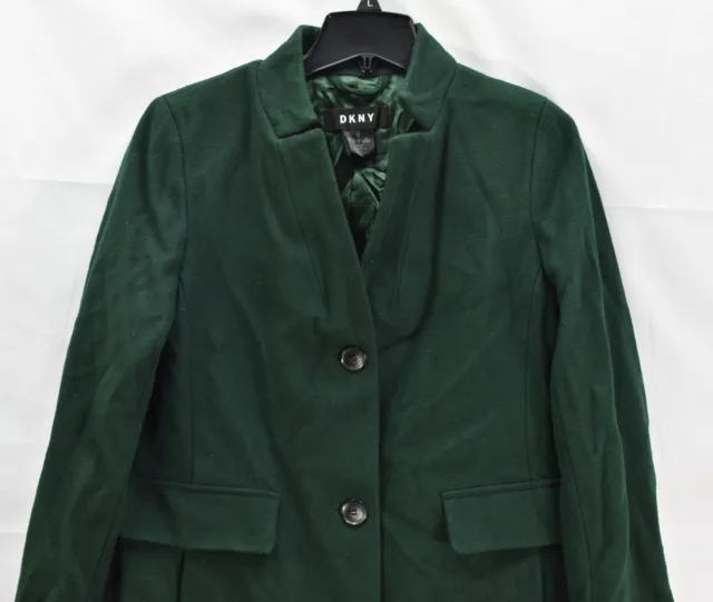 DKNY Women's Stand-Collar Reefer Coat - Overcoat, Dark Green, Size XS, NwT 3
