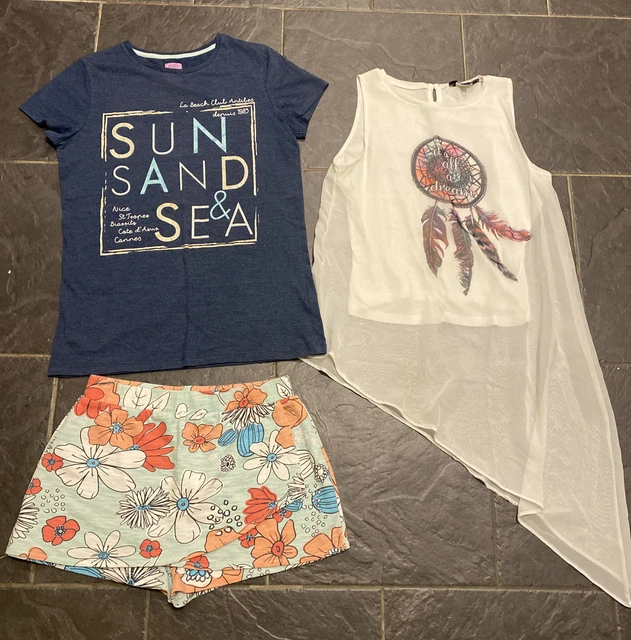 Girls 11-12 Years Summer Top Tshirt Floral Skort Short Matalan F&F