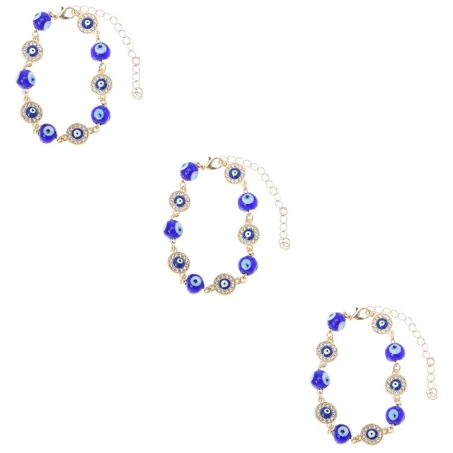 3x Turkish Bracelets New Year Jewelry Gift Evil Eye Bangle Beaded Wristband