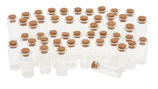 VBS Glasfläschchen mit Korken 10ml 48 Stück 5cm hoch Mini Gläser Flaschen