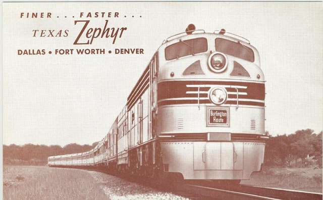 Chicago, Burlington & Quincy Railroad - Texas Zephyr" - postcard
