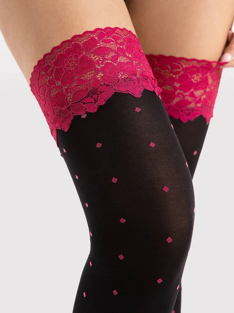 Collants Stay Up Elledue 50 Deniers - Microfibre, Volant Dentelle - Neuves Avec Étiquettes