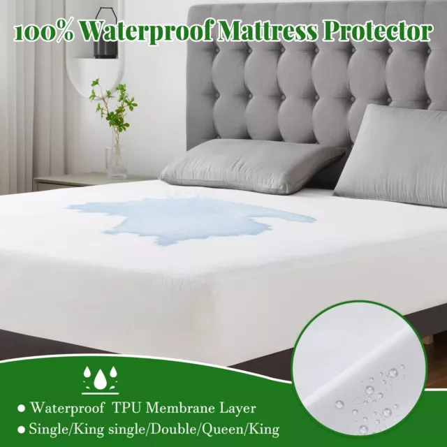 Mattress Protector 100% Waterproof Fully Fitted Basic Mattress Cover Full Size