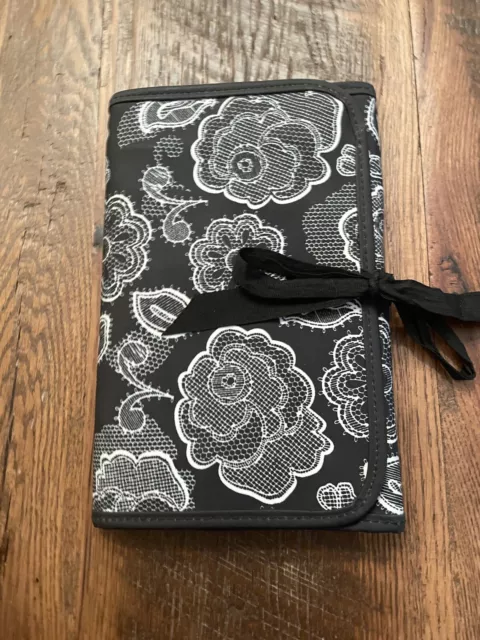 Thirty One Fold And Go Organizer With Notepad Black Botanical Lace Thirty One Fold And Go Organizer With Notepad Black Botanical Lace