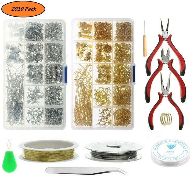 2010x Jewelry Making Kit Wire Findings Pliers Repair Tool Supplies Set DIY Craft
