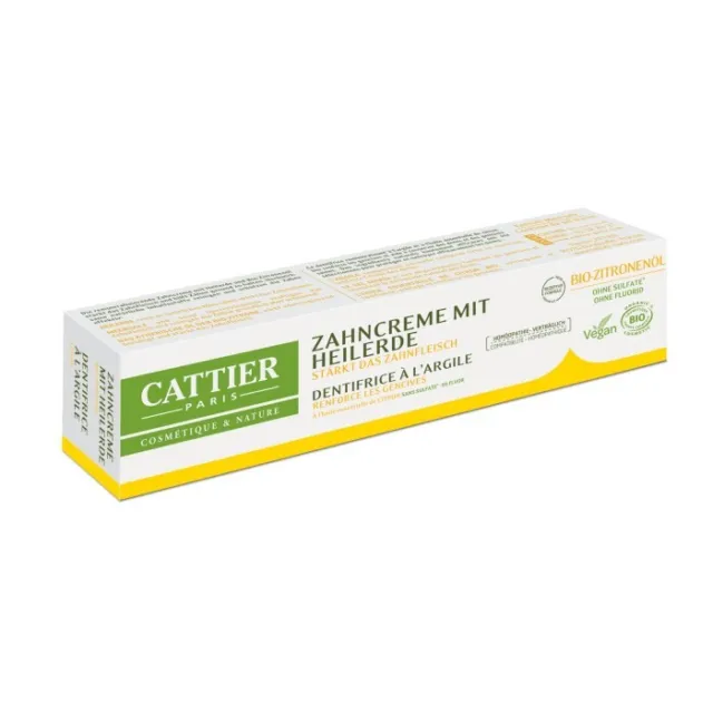 Cattier Paris Premium Heilerde Zahncreme mit Bio-Zitronenöl Neu & OVP mit 75 ml