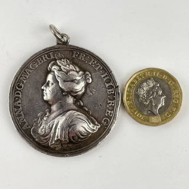 Antique Silver 1704 MDCCIV Queen Anne’s Bounty / Fund Medal 44mm 37.4g 3