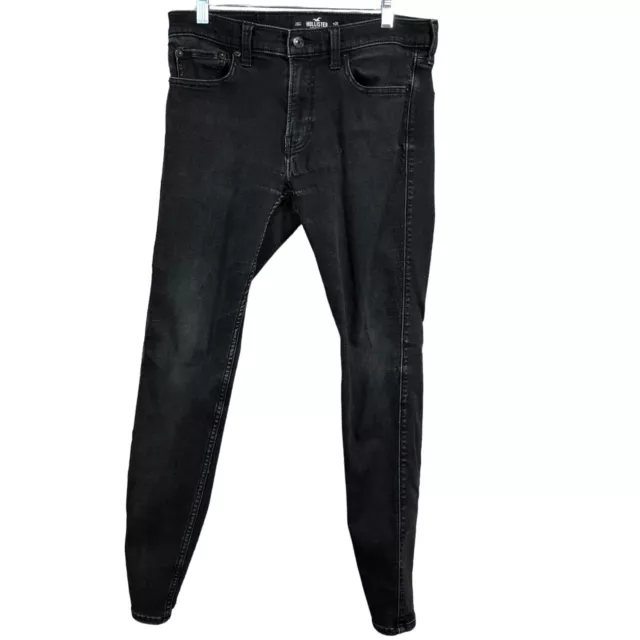 Hollister Mens Advanced Stretch Super Skinny Distressed Blue Jeans- 32x30-  New