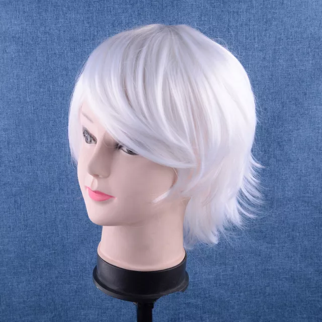 Cosplay Women Short pixie Cut Hair White Gray Silver Straight Synthetic Wigs