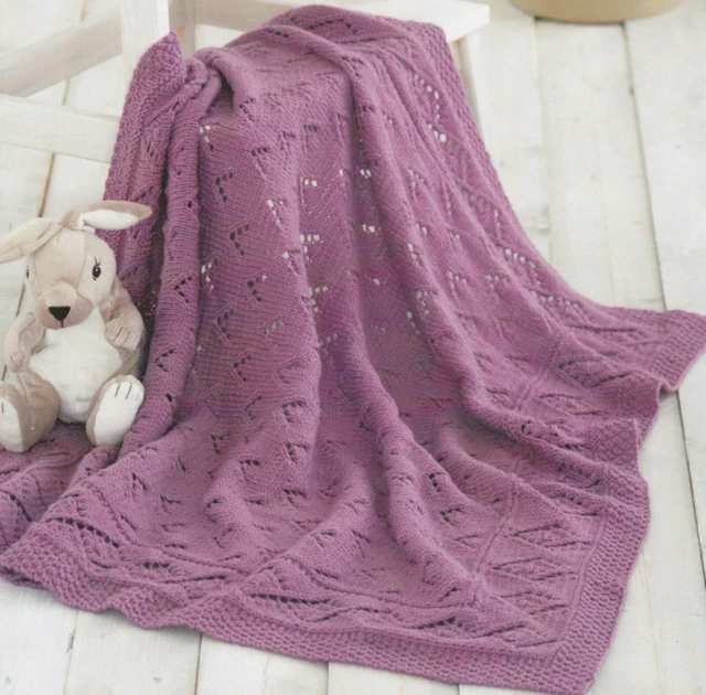 KNITTING PATTERN FOR Baby Blanket for Pram Cot and DK 046 £1.95