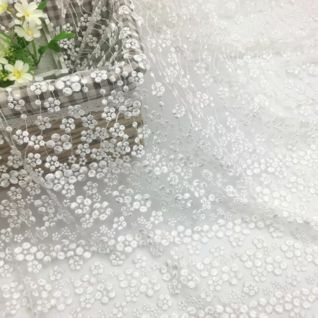 Embroidery Floral Mesh Lace Fabric DIY Costume Clothes Wedding Dress Curtain