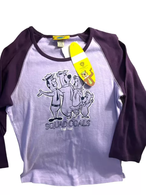 Yogi Bear Jellystone Park Hanna Barbera Purple Graphic T-shirt  Youth Large NWT