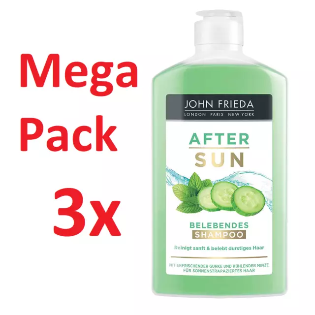 3x 250ml John Frieda After Sun Belebendes Shampoo mit Gurke und Minze