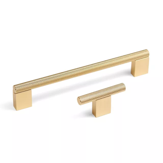 Knurled Kitchen Cupboard Handle Brushed Brass Gold 160mm Boss Bar Knob Cabinet
