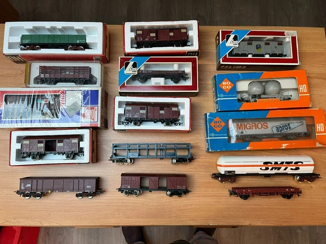 E46) lot de 3 wagons marchandise a bogies  STEF  échelle HO pour locomotive et réseau de train électrique - Jeux & Jouets