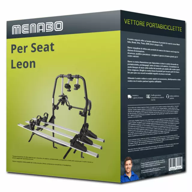 Menabo Polaris 3 portabici portellone per Seat Leon II Tipo 1P1 - 3 bici Nuovo