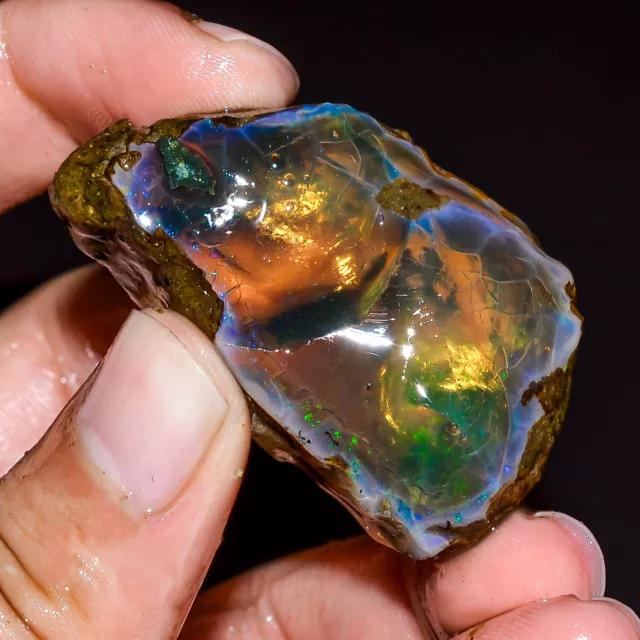 Black Opal Rough Welo Fire Raw Ethiopian opal Crystal Gemstone 125 CT