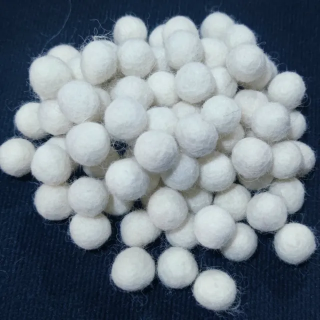 10Pcs White Solid Wool Felt Balls Poke Craft DIY Hair Accessories Christmas Xmas