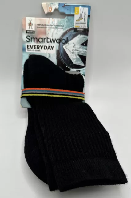 Smartwool Everyday Merino Light Cushion Crew Socks Black Sz L Unisex