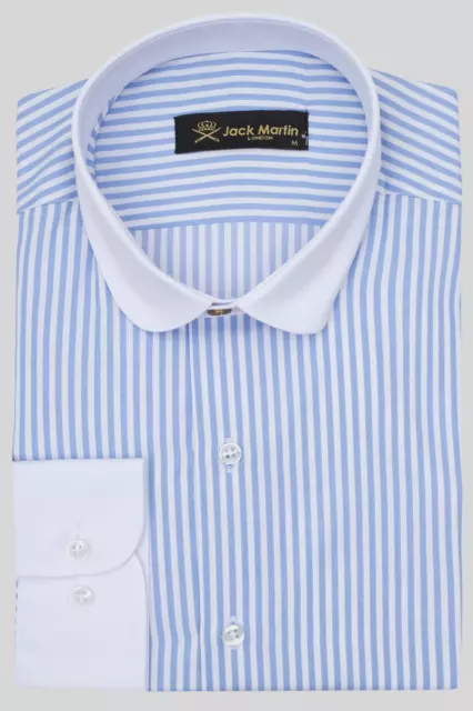 Jack Martin - Peaky Blinders Style - blau & weiß bengalisch gestreift schmale Passform Shirt
