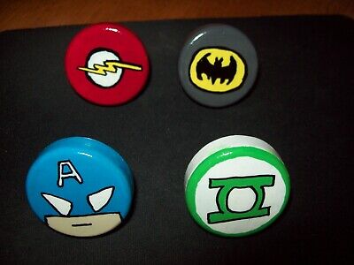 Hand Painted Drawer/Cabinet DC Superhero's Wood Knobs Group of Four.........Nice