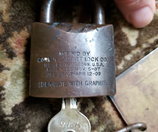 Vtg Mining Explosive Powder House Brass Key Tag Pad Lock Gold Mine 5