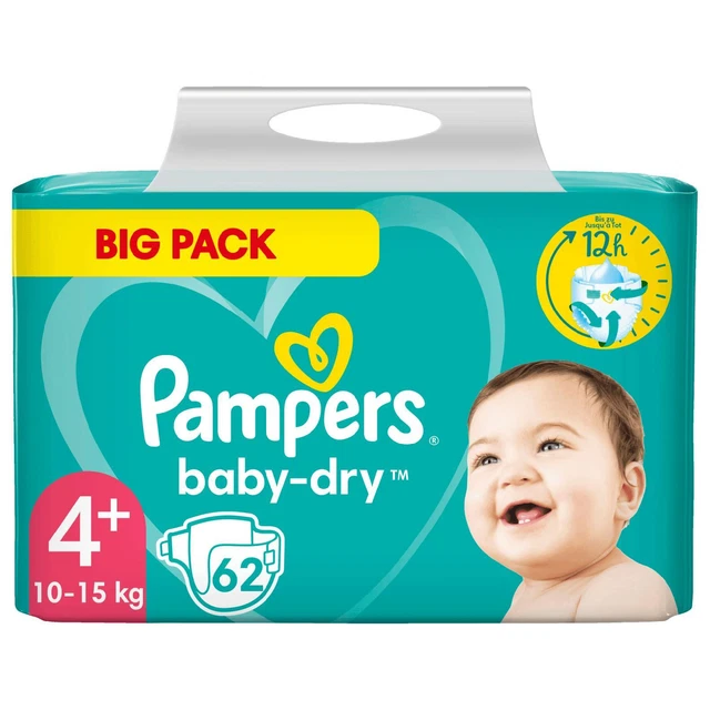 Pampers Baby Dry Big Pack Größe 4  + maxi + 10-15kg, 62er windeln